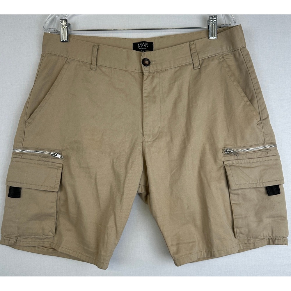 MAN‎ Cargo Shorts Mens 34 Tan Khaki Utility Multi Pocket Cotton